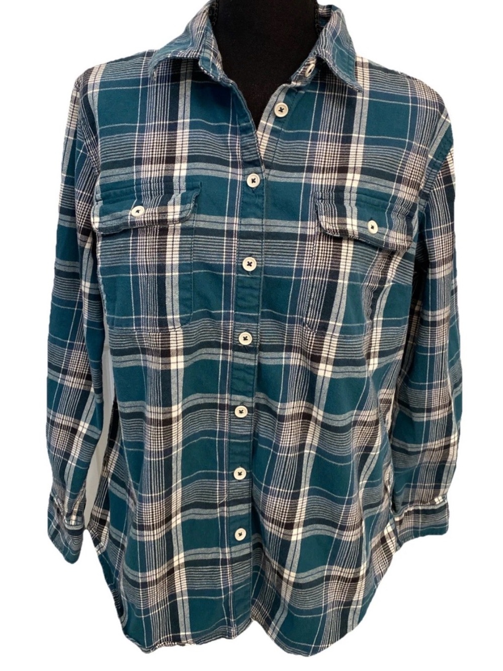 Ridgecut Toughwear Women Plaid Flannel Shirt Long Sleeve Button Up Size L Large